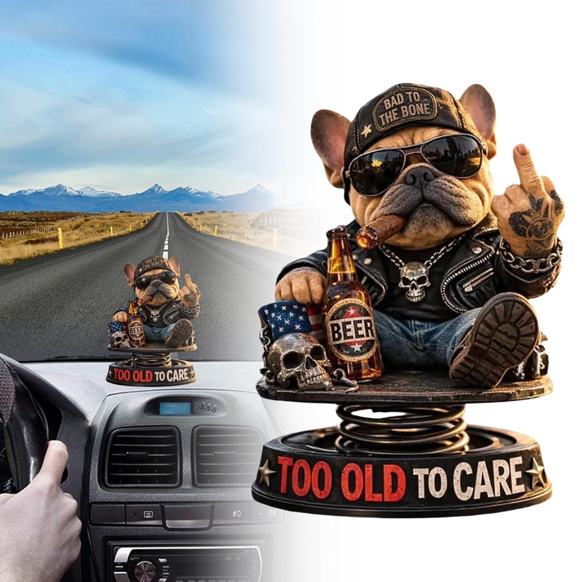 Resin Bulldog Bobblehead Car Ornament Dashboard Decoration Collectible