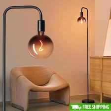 Minimalist Industrial Floor Lamp W/ LED Globe Bulb Living Room Bedroom Office US