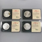 4 US 1ozt  .999 Silver Eagle $1's 1987,1992,2001,2002 w/toning Littleton L24745