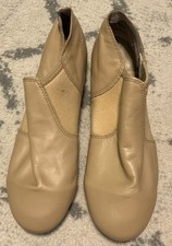 Revolution Dancewear Slip On Tap Shoes Tan Beige Leather Size Us women  s 10AD M