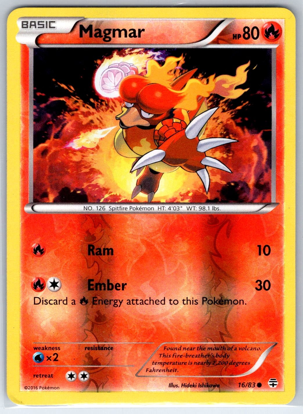 Magmar 16/83 Common Generations Pokemon Reverse Holo Moderately Played