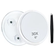 MIYADIVA 30X Magnifying Mirror Suction Cup for Easy 6L x 6"W, White-30x 