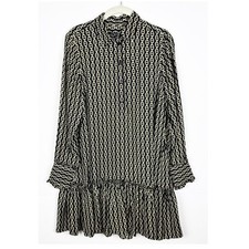 J.Crew Amelia popover shirt-dress in chain print Size XS Pockets Viscose Ruffle