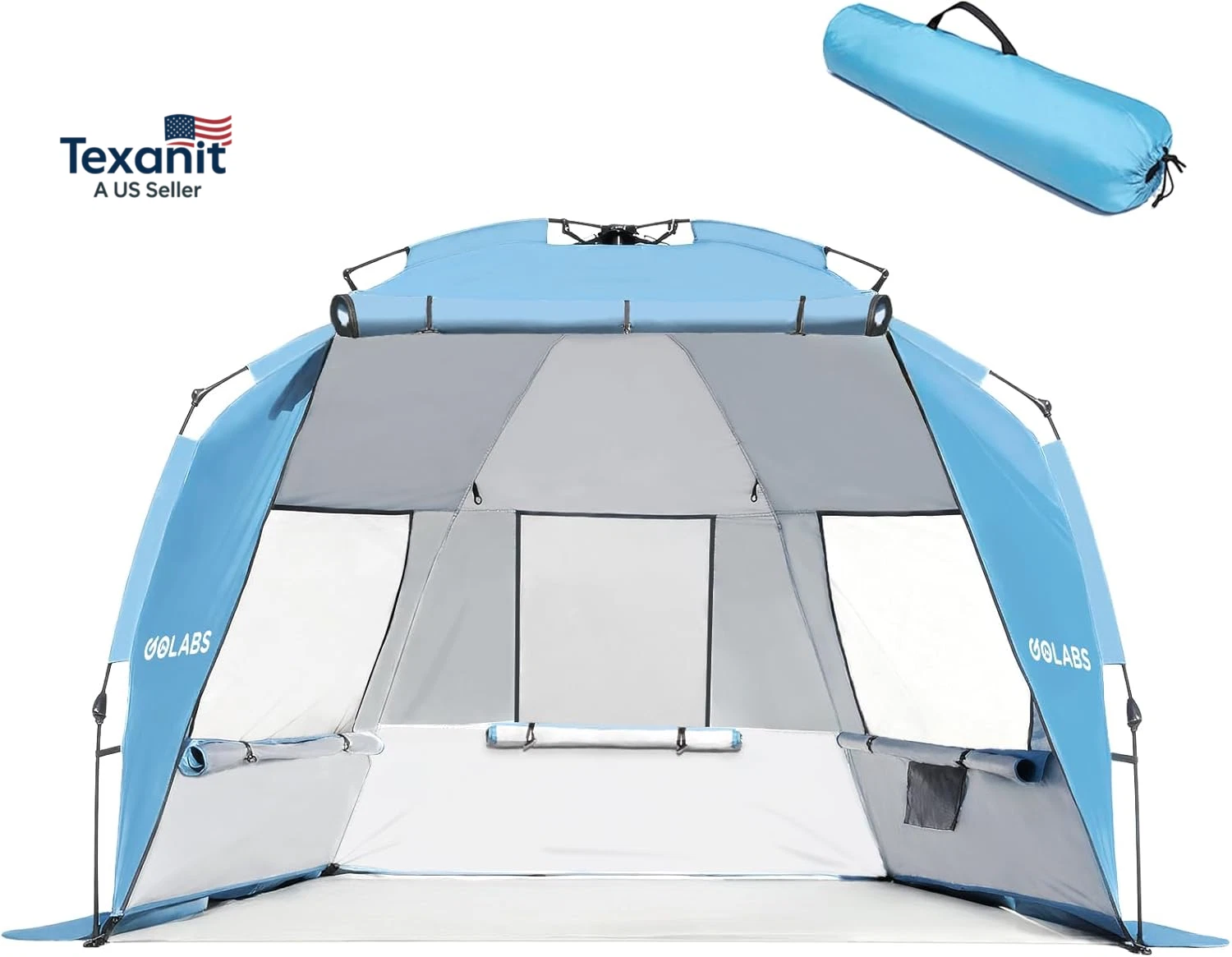 BT1 Pop up Beach Tent Sun Shelter for 3-Person, 1-Minute Setup by Pre-Attached P