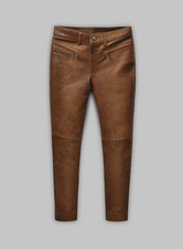 Men's Classic Style Brown Leather Pant In Genuine Soft Lambskin Leather Pant
