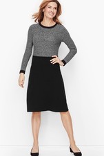 Talbots Women’s Black Gray Marled Colorblock Sweater Dress Knit Size XL Petite