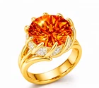 11.00 Ct Certified Round Cut Natural Orange Diamond Ring VVS1 Yellow Gold Finish