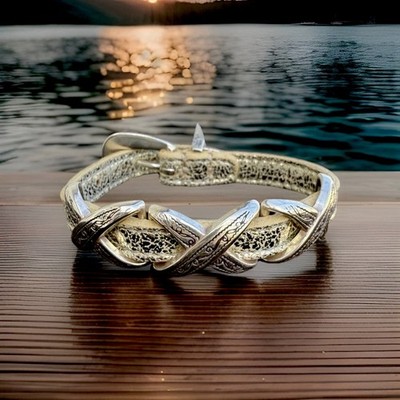 Brighton Bracelet Kriss Kross Etched Bandit Gold and Silver NWT Rare!