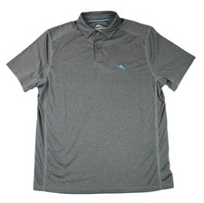 Tommy Bahama Polo Shirt Men M Performance Short Sleeve Regular Fit Logo Gray NEW