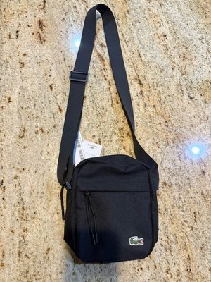 Lacoste Men s Black Crossbody Bag NH3332QO Canvas Small Shoulder Bag New w/ Tags