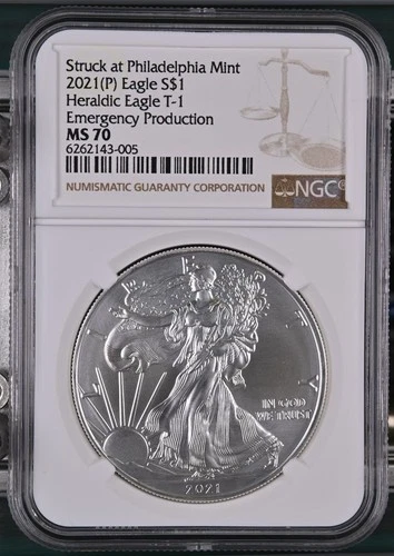 2021(P) Eagle S$1 Heraldic Eagle T-1 Emergency Production NGC MS 70