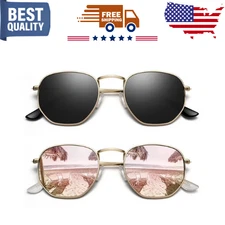 2 Pairs Hexagon Polarized Sunglasses – Stylish Ultralight Metal Shades for Women