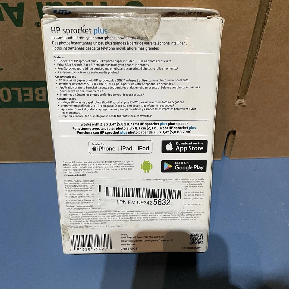 HP 2FR85A Sprocket Plus Instant Photo Printer - Plus White, Slightly Used, A2 - Image 2 of 3