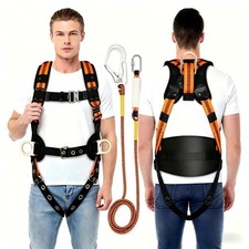 Full Body Fall Arrest Safety Harness Large Orange Energy Absorber Lanyard