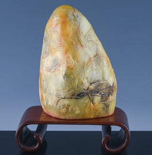 ANTIQUE CHINESE CARVED MOUNTAIN LANDSCAPE TIANHUANG SOAPSTONE SCHOLARS SEAL