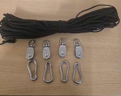 M15 9 Stück Kran Flaschenzug Block Schwenkhaken Einzelrolle Schnur Seil Camping DIY