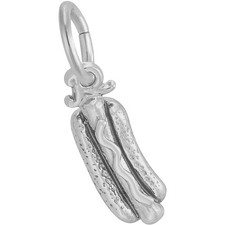 Hot Dog Charm - Metal - Sterling Silver