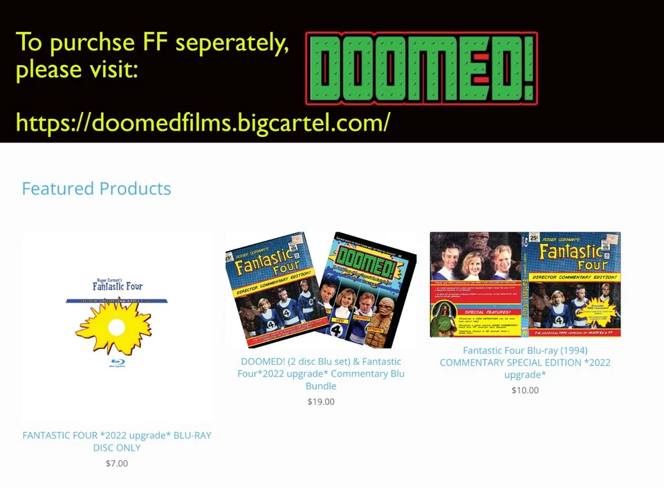 DOOMED / FANTASTIC FOUR (94) Bundle Audio Commentary Edition BLU-RAY *Free Ship* - Image 2 of 4