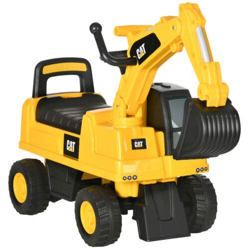 Aosom Excavator Ride on Toy,CAT Licensed Kids Manual Pedal Ride on Excavator w/