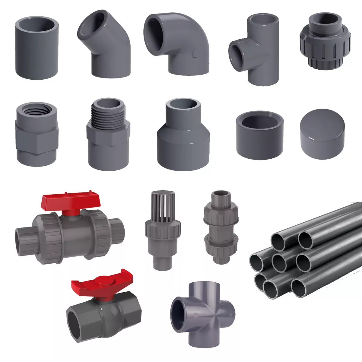 PVC Metric Plumbing Fittings Pipe For Aquarium Fish Tank Pond Solvent Weld