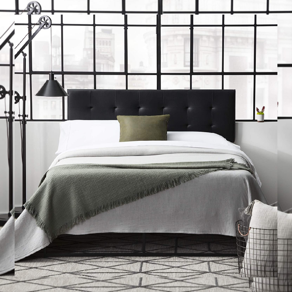 Edenbrook Hawthorne Faux Leather Headboard Modern Adjustable Queen