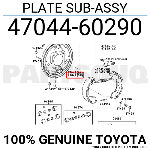 4704460290 Genuine Toyota PLATE SUB-ASSY 47044-60290 | eBay