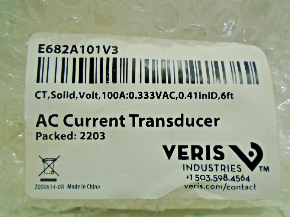 *NUEVO* TRANSDUCTOR DE CORRIENTE AC VERIS E682A101V3 SERIE 100A/0.333V 600VAC E682x Foto 2 de 4