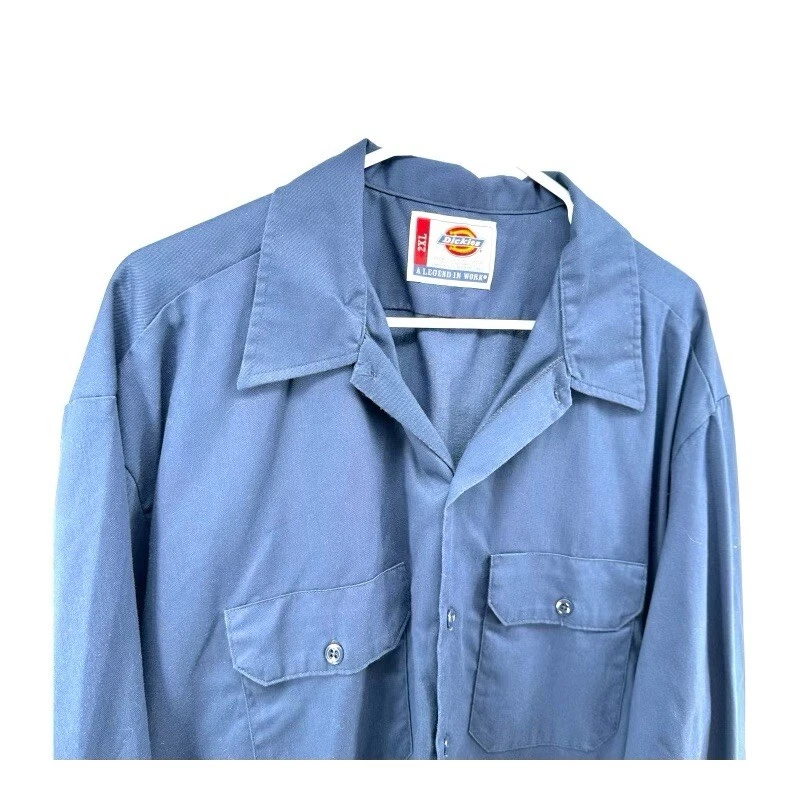 Dickies | Men’s 2XL Navy Blue Work Shirt Long Sleeve Pockets - Image 3 of 4