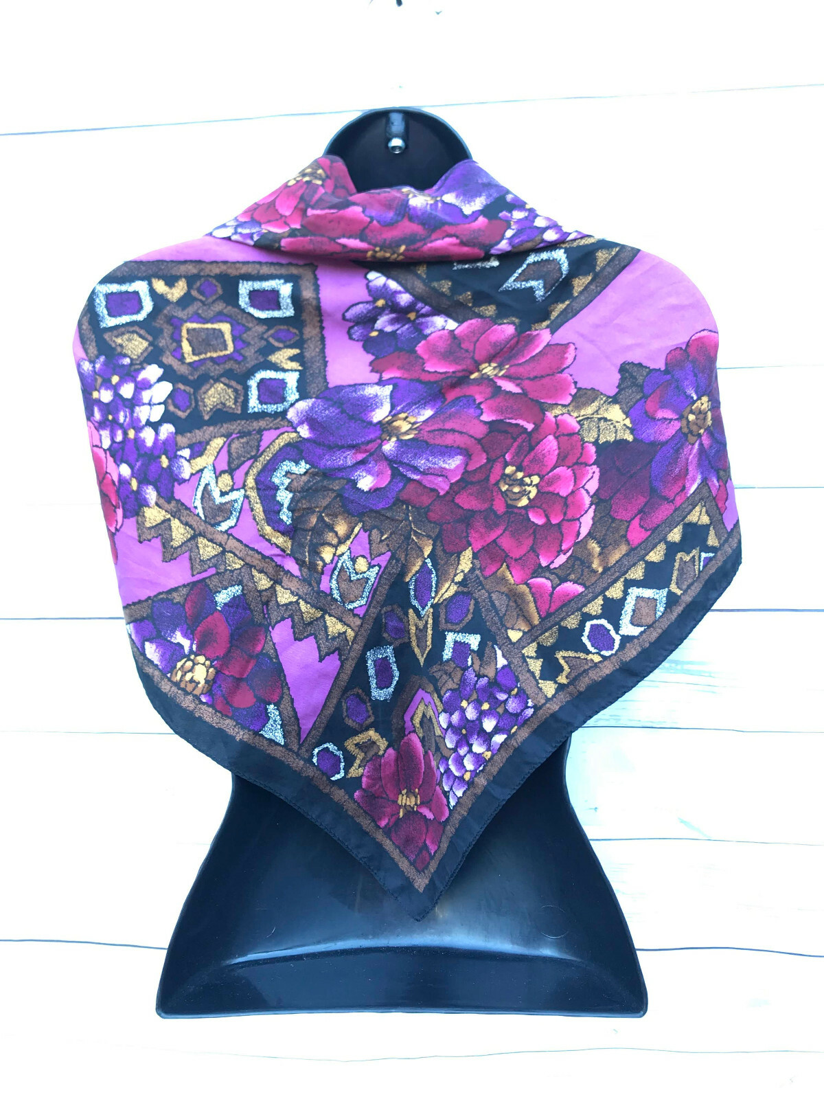 Adrienne Landau Studio Women’s Flowered 100% Silk Wrap Kerchief L33” W35”