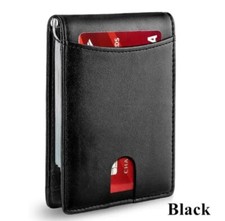 Billetera Hombre Carteras De Cuero Men Minimalista Delgadas Bloqueo Rfid Para