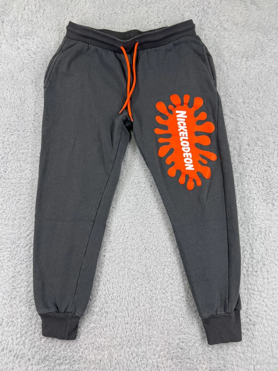 Nickelodeon Pants Boys Medium Gray Orange Sweats Splat Logo