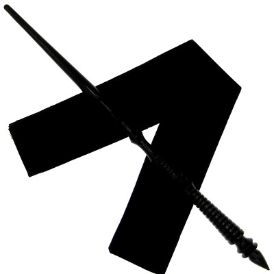 #ad #ad 15.5quot; Hand Turned Black Rings Teak Wood Magic Wand Witch Wizard w Velvet Bag $24.95