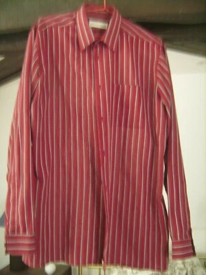 Chemise vintage "Création Pierre Cardin" bordeaux rayée de fines lignes T 39 - Photo 1/2