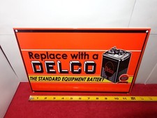 VINTAGE GENERAL MOTORS COMPANY UNITED MOTOR SERVICE EQUIPMENT BATTERY METAL SIGN