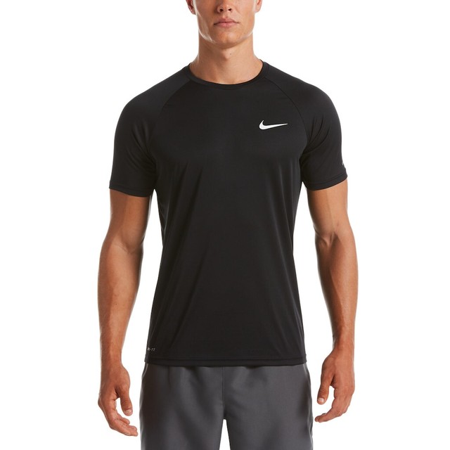 Nike Menâs Dri-FIT UPF 40+ Hydroguard Short Sleeve Swim Tee Black Size Medium | eBay