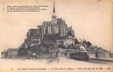 France Le Mont Saint Michel South Side and Dike Steam Train postcard