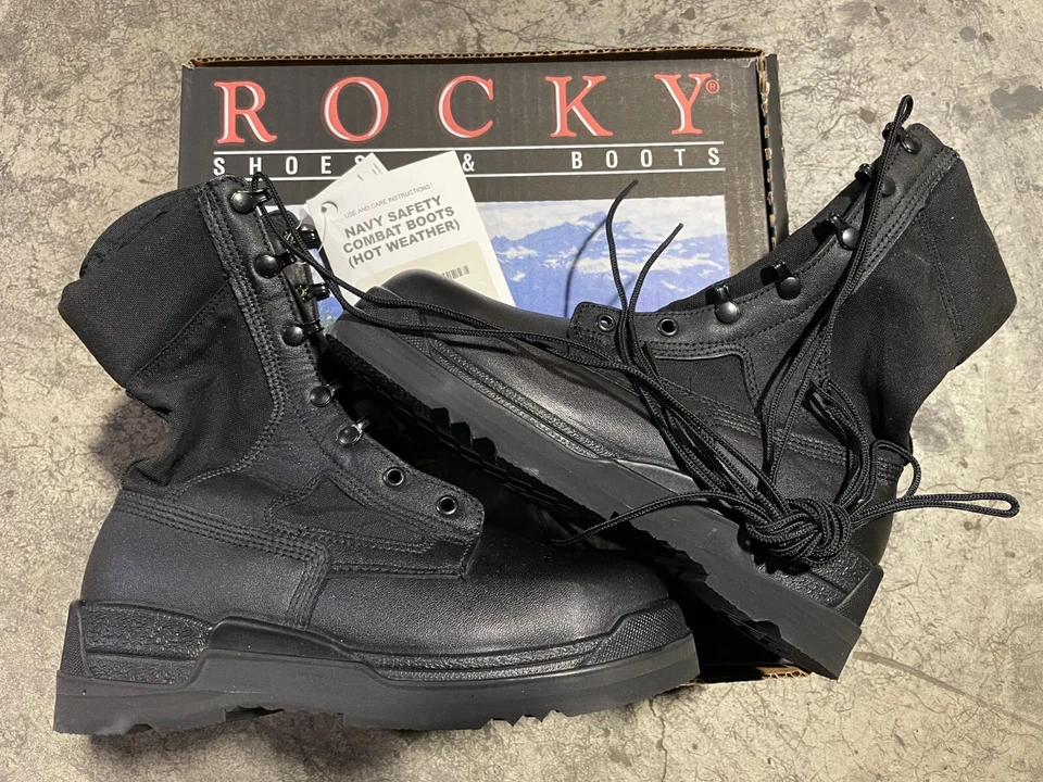 USGI MILITARY NAVY Rocky Mens Safety Steel Toe Hot Weather Boots Black 6.5R NEW - Image 2 of 4