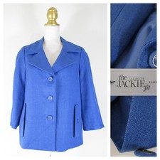 Talbots Womens Solid Blue Linen Blazer Jacket Size 8 Formal Business Career 169