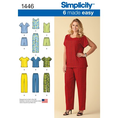 SIMPLICITY 1446 DAMEN OBERTEILE HOSE & SHORTS Schnittmuster Gr. 18W-24W 26W-32W