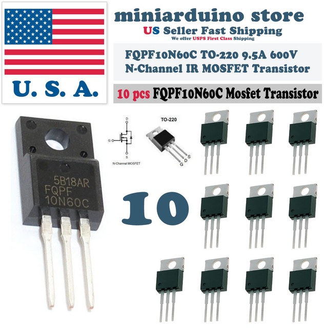 10pcs FQPF10N60C 10N60C 600V N-Channel MOSFET TO-220F IR Power ...