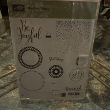 Stampin Up MERRIEST WISHES 11 Pc Wooden Stamp Set Holiday Cling 142063