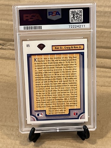 1992 Upper Deck #85 Griffey Bloodlines - Ken Griffey Jr. Graded PSA 8 - Bild 2 von 2