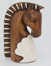 Vintage Royal Hickman Haeger Pottery Trojan Horse Vase Brown White Accents 8" H