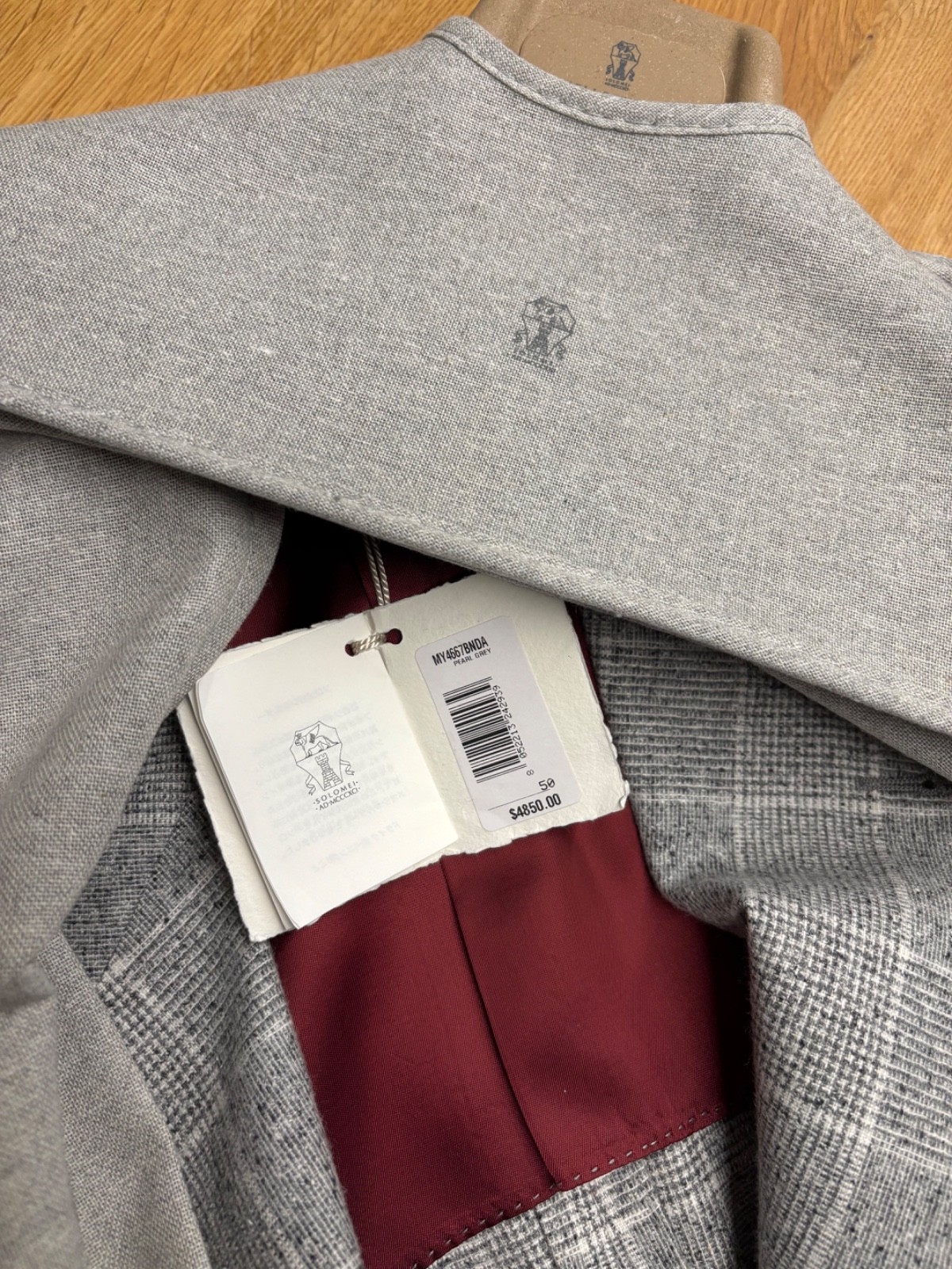 Brunello Cucinelli 'Prince of Wales' Grey Blazer 50 EU/ 40 US image 7