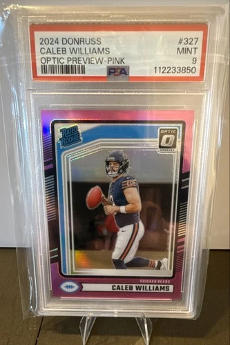 2024 Donruss - Rated Rookie Caleb Williams #327 Optic Preview Pink Prizm PSA 9