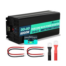 6000W Pure Sine Wave Inverter 12V DC to 110V AC with Wireless Remote Control ...