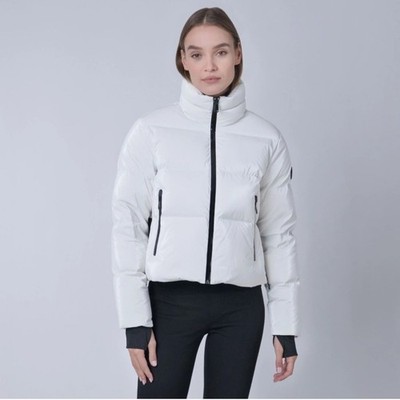 $395 The Recycled Planet Evo Metallic Puffer Ski Jacket Coat Women's Large White