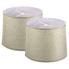 2pcs Drum Lamp Shades Linen Round Lamp Shade Lampshade Light Brown 11.6 inch