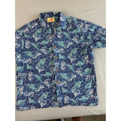 Vintage Paradise on a Hanger Hawaiian Shirt XXL Mens Swordfish Print Camp