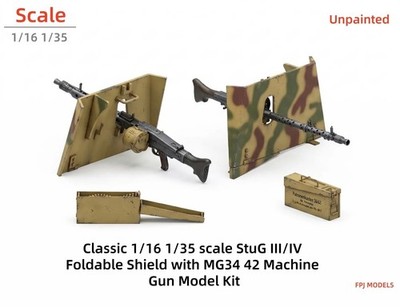 1/35 Shield & MG34 42 Machine Gun RESIN FIGURE MODEL KIT Unassembled Unpainted